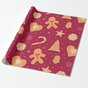 Gingerbread man en kerst koekjes patroon cadeaupapier