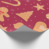 Gingerbread man en kerst koekjes patroon cadeaupapier (Hoek)