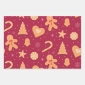 Gingerbread man en kerst koekjes patroon inpakpapier vel (Voorkant 3)
