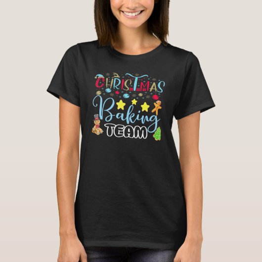 Gingerbread Man en koekjes Schattige kerstbakken T-shirt (Voorkant)
