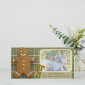 Gingerbread Man en Ribbon Foto Vakantie Kaart (Staand voorkant)
