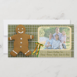 Gingerbread Man en Ribbon Foto Vakantie Kaart