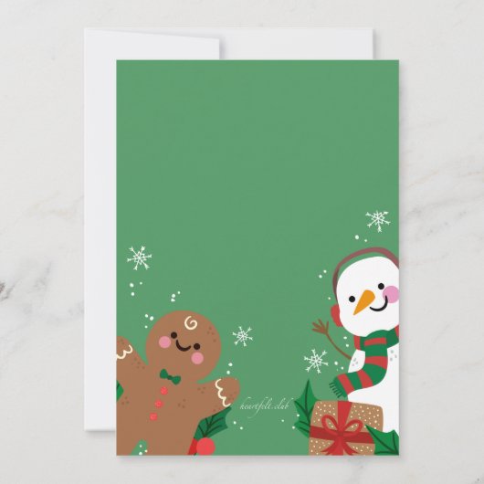 Gingerbread Man en Sneeuwman Kaart (Achterkant)