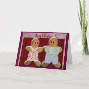 Gingerbread Man en vrouw Feestdagen Kaart