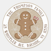 Gingerbread Man Enveloppe Zegel Retouradres Label (Voorkant)