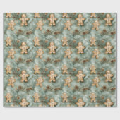 Gingerbread Man Evergreen Wrapping Paper Cadeaupapier (Vlak)