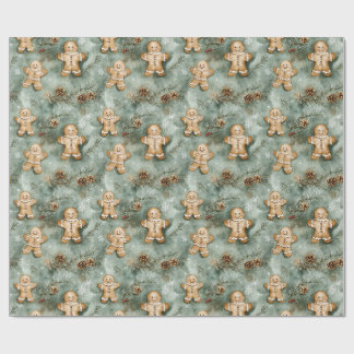 Gingerbread Man Evergreen Wrapping Paper Cadeaupapier