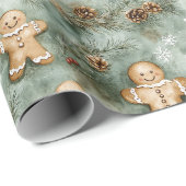 Gingerbread Man Evergreen Wrapping Paper Cadeaupapier (Rol Hoek)