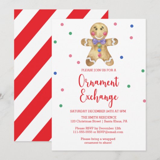 Gingerbread man - Exchange Party Kaart (Voorkant / Achterkant)