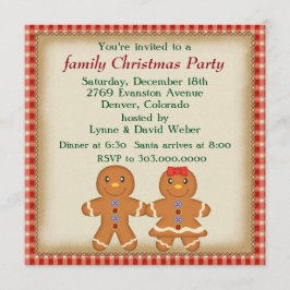 Gingerbread Man Familie Kerstfeest Kaart