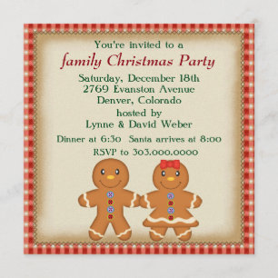 Gingerbread Man Familie Kerstfeest Kaart