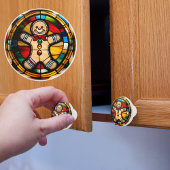 Gingerbread Man Faux Glas in lood Keramische Knop