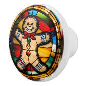 Gingerbread Man Faux Glas in lood Keramische Knop (Rechts)