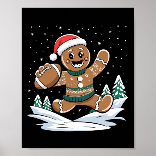 Gingerbread Man Football Ugly Christmas Pyjamas Co Poster (Voorkant)