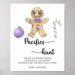 Gingerbread man - fopspeen jacht baby shower spel poster