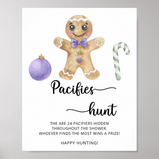 Gingerbread man - fopspeen jacht baby shower spel poster (Voorkant)