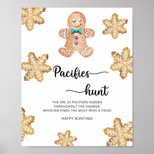 Gingerbread man - fopspeen jacht baby shower spel poster (Voorkant)