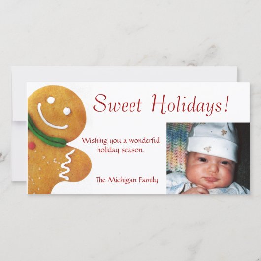 Gingerbread Man-fotokaart Feestdagenkaart (Voorkant)