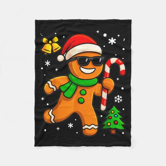 Gingerbread Man Funny Christmas Cookie Costume Bak Fleece Deken (Voorkant)