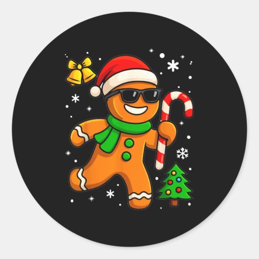 Gingerbread Man Funny Christmas Cookie Costume Bak Ronde Sticker (Voorkant)