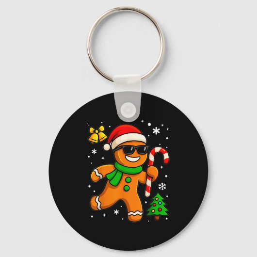 Gingerbread Man Funny Christmas Cookie Costume Bak Sleutelhanger (Voorkant)