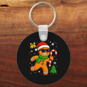 Gingerbread Man Funny Christmas Cookie Costume Bak Sleutelhanger (Voorkant)