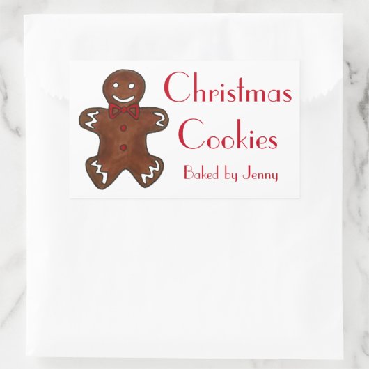 Gingerbread Man Gebakken Door Zelfgemaakt Kerstkoe Rechthoekige Sticker (Tas)