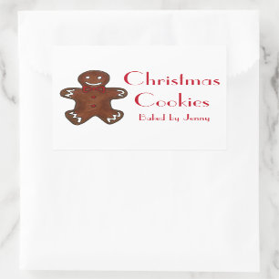 Gingerbread Man Gebakken Door Zelfgemaakt Kerstkoe Rechthoekige Sticker