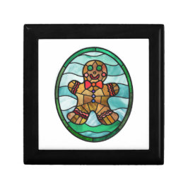 Gingerbread man gebrandschilderd glas cadeaudoosje