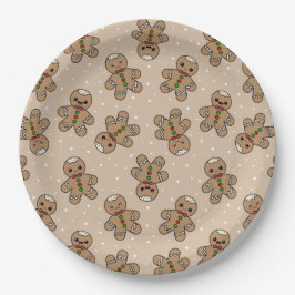 Gingerbread man geometrisch patroon papieren bordje