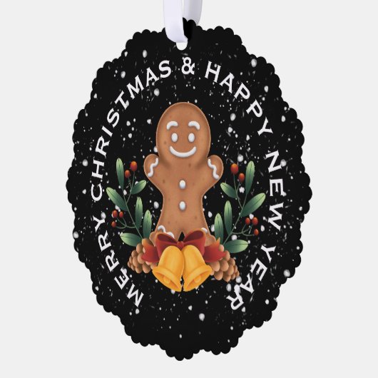 GINGERBREAD MAN, GEPERSONALISEERDE KERST ORNAMENT KAART (Links)
