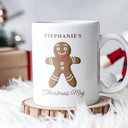 Gingerbread Man Gepersonaliseerde naam Kerstmis Koffiemok