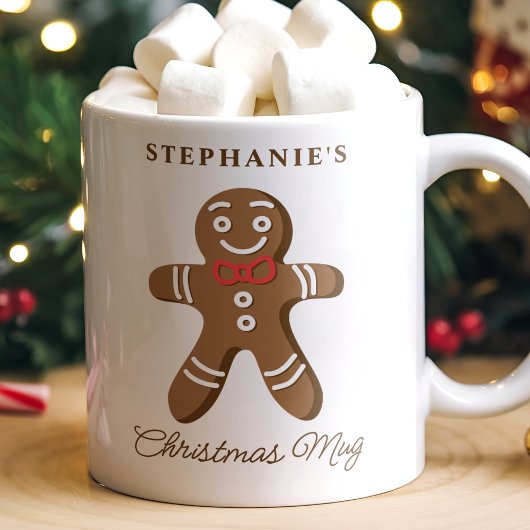 Gingerbread Man Gepersonaliseerde naam Kerstmis Koffiemok