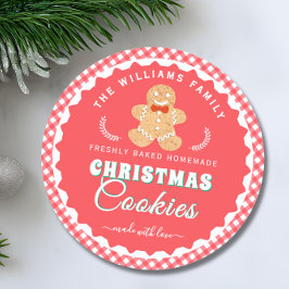 Gingerbread man Gingham Kerstkoekjes Label