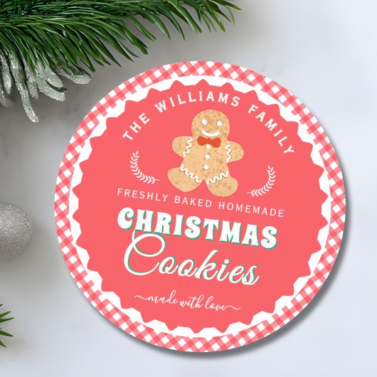 Gingerbread man Gingham Kerstkoekjes Label