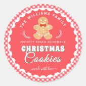 Gingerbread man Gingham Kerstkoekjes Label (Voorkant)
