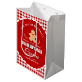 Gingerbread man Gingham Kerstverpakking Medium Cadeauzakje (Voorkant Gekanteld)