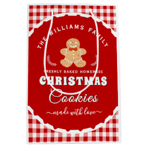 Gingerbread man Gingham Kerstverpakking Medium Cadeauzakje