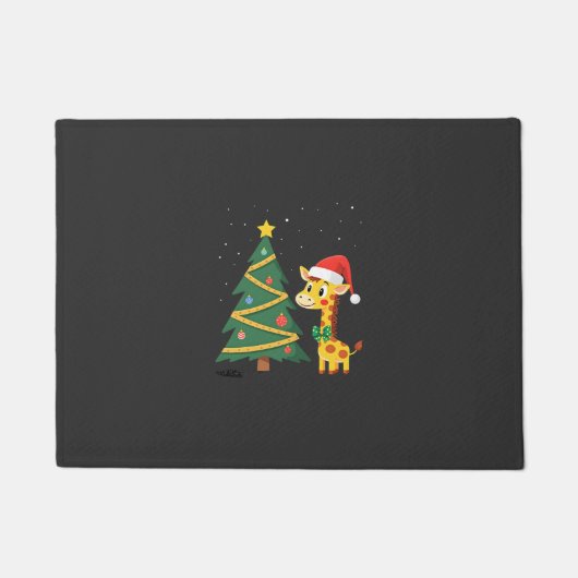 Gingerbread Man Giraffe Kerstman Hoed Kerstboom T Deurmat (Voorkant)
