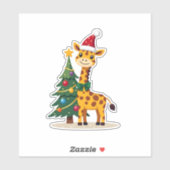 Gingerbread Man Giraffe Kerstman Hoed Kerstboom T Sticker (Vel)