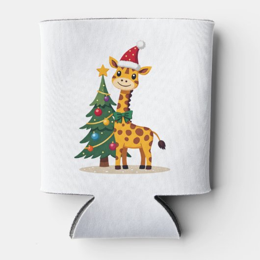 Gingerbread Man Giraffe Santa Hat Christmas Tree T Blikjeskoeler (Voorkant)