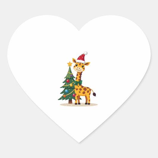 Gingerbread Man Giraffe Santa Hat Christmas Tree T Hart Sticker (Voorkant)