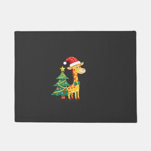 Gingerbread Man Giraffe Santa Hoed Kerstboom T Deurmat (Voorkant)