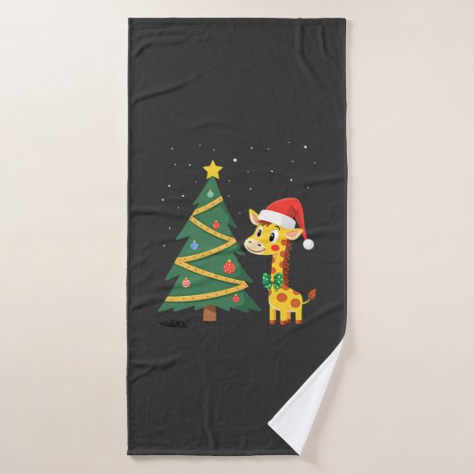 Gingerbread Man Giraffe Sinterklaas Hoed Kerstboom Badhanddoek (Badhanddoek)