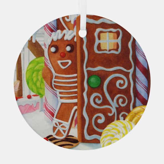 GINGERBREAD MAN Glass Circle Ornament (Achterkant)