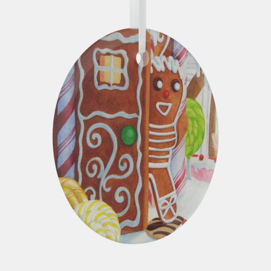 GINGERBREAD MAN Glass Circle Ornament (Voorkant Rechts)