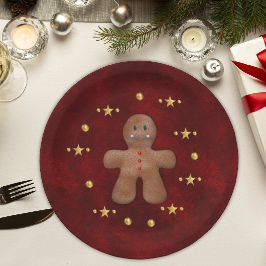 Gingerbread Man Gouden Kerstversiering Papieren Bordje