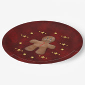 Gingerbread Man Gouden Kerstversiering Papieren Bordje (Gekanteld)