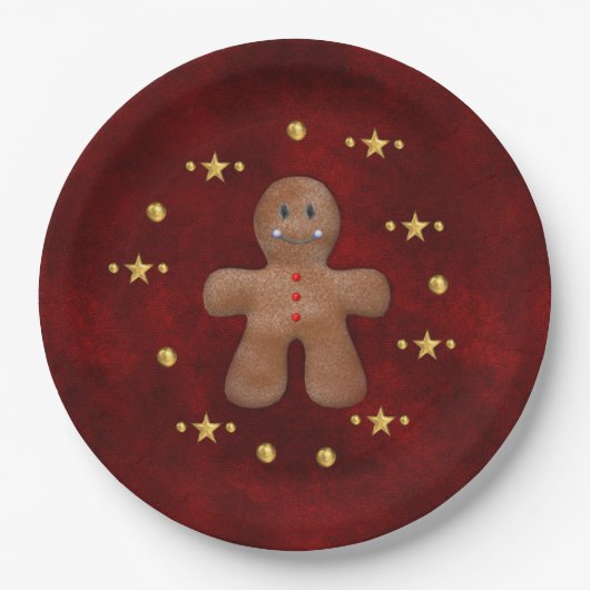 Gingerbread Man Gouden Kerstversiering Papieren Bordje (Voorkant)