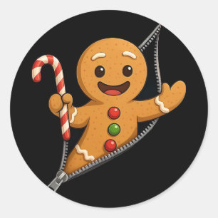 Gingerbread Man Grappige Kerst Koek Koning Schatti Ronde Sticker